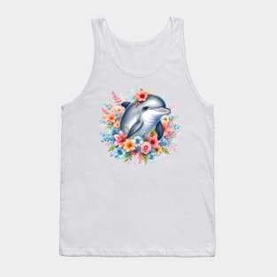 A dolphin decorated with beautiful colorful flowers. Tank Top